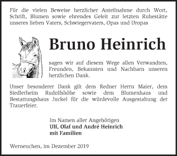 Traueranzeige von Bruno Heinrich von Märkische Oderzeitung