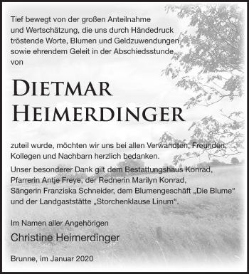 Traueranzeige von Dietmar Heimerdinger von Märkische Oderzeitung