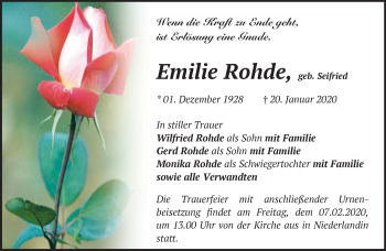 Traueranzeige von Emilie Rohde von Märkische Oderzeitung