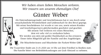 Traueranzeige von Günter Weber von Märkische Oderzeitung