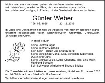 Traueranzeige von Günter Weber von Märkische Oderzeitung