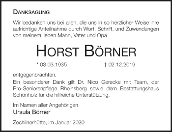 Traueranzeige von Horst Börner von Märkische Oderzeitung