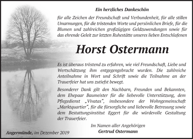 Traueranzeigen Von Horst Ostermann Märkische Onlinezeitung Trauerportal 2505