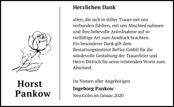 Traueranzeige von Horst Pankow von Märkische Oderzeitung