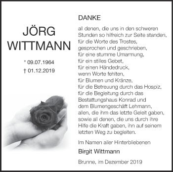 Traueranzeige von Jörg Wittmann von Märkische Oderzeitung