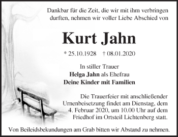 Traueranzeige von Kurt Jahn von Märkische Oderzeitung