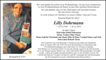 Traueranzeige von Lilly Dohrmann von Märkische Oderzeitung