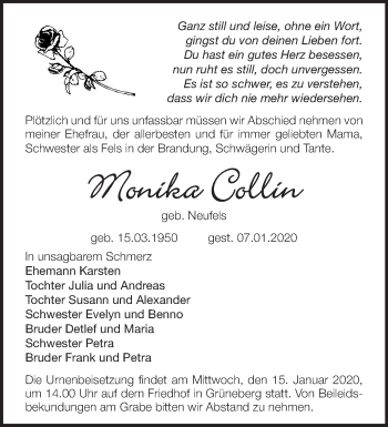 Traueranzeige von Monika Collin von Märkische Oderzeitung