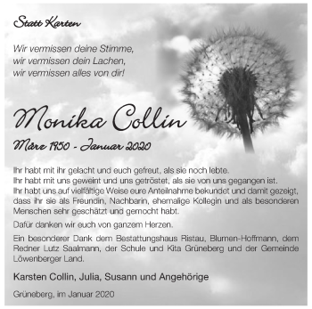 Traueranzeige von Monika Collin von Märkische Oderzeitung