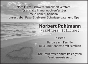 Traueranzeige von Norbert Pohlmann von Märkische Oderzeitung