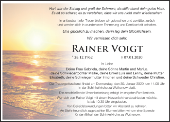 Traueranzeige von Rainer Voigt von Märkische Oderzeitung