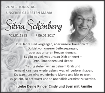 Traueranzeige von Silvia Schönberg von Märkische Oderzeitung