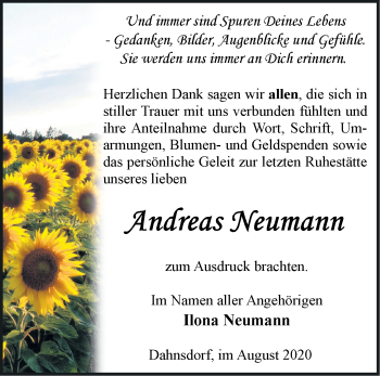 Traueranzeige von Andreas Neumann von Märkische Oderzeitung