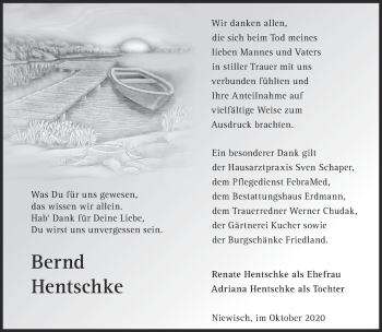 Traueranzeige von Bernd Hentschke von Märkische Oderzeitung