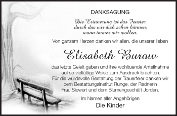 Traueranzeige von Elisabeth Burow von Märkische Oderzeitung