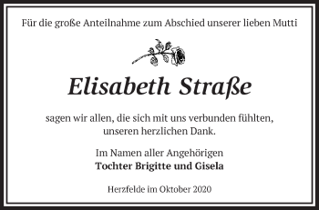 Traueranzeige von Elisabeth Straße von Märkische Oderzeitung