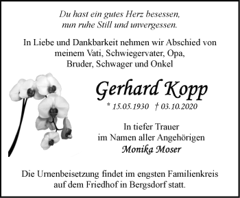 Traueranzeige von Gerhard Kopp von Märkische Oderzeitung