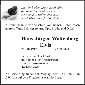 Traueranzeige von Hans-Jürgen Waltenberg von Märkische Oderzeitung