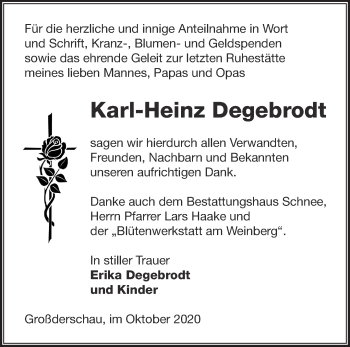 Traueranzeige von Karl-Heinz Degebrodt von Märkische Oderzeitung