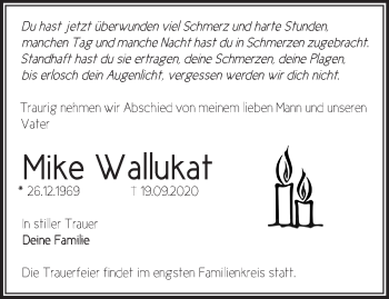 Traueranzeige von Mike Wallukat von Märkische Oderzeitung