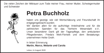 Traueranzeige von Petra Buchholz von Märkische Oderzeitung