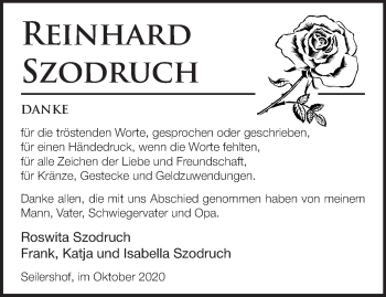 Traueranzeige von Reinhard Szodruch von Märkische Oderzeitung