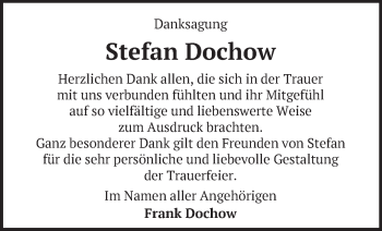 Traueranzeige von Stefan Dochow von Märkische Oderzeitung