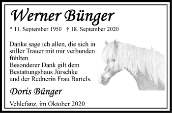 Traueranzeige von Werner Bünger von Märkische Oderzeitung