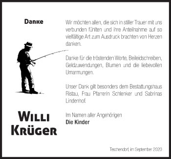 Traueranzeige von Willi Krüger von Märkische Oderzeitung