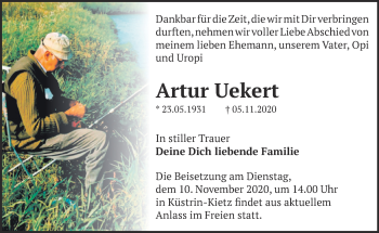 Traueranzeige von Artur Uekert von Märkische Oderzeitung