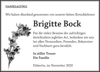 Traueranzeige von Brigitte Bock von Märkische Oderzeitung