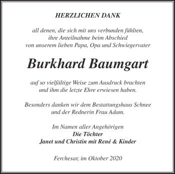 Traueranzeige von Burkhard Baumgart von Märkische Oderzeitung