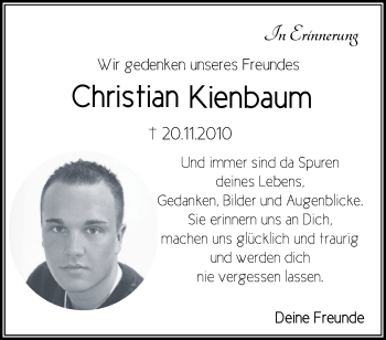 Traueranzeige von Christian Kienbaum von Märkische Oderzeitung