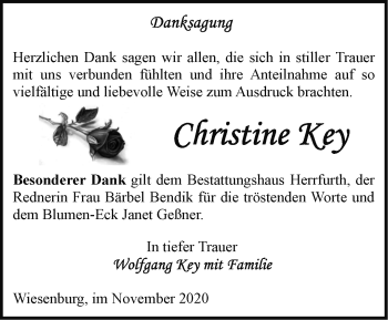 Traueranzeige von Christine Key von Märkische Oderzeitung