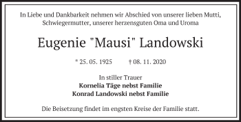 Traueranzeige von Eugenie Landowski von Märkische Oderzeitung