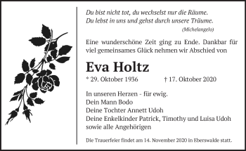Traueranzeige von Eva Holtz von Märkische Oderzeitung
