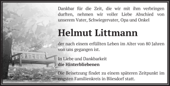 Traueranzeige von Helmut Littmann von Märkische Oderzeitung