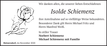 Traueranzeige von Isolde Schiemenz von Märkische Oderzeitung