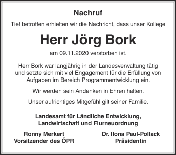 Traueranzeige von Jörg Bork von Märkische Oderzeitung