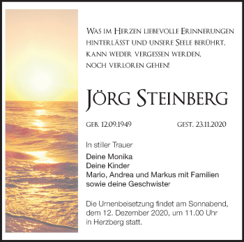 Traueranzeige von Jörg Steinberg von Märkische Oderzeitung