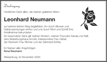 Traueranzeige von Leonhard Neumann von Märkische Oderzeitung