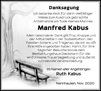 Traueranzeige von Manfred Kabus von Märkische Oderzeitung