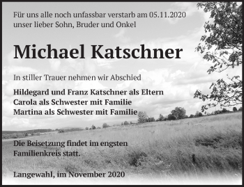 Traueranzeige von Michael Katschner von Märkische Oderzeitung