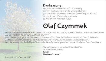 Traueranzeige von Olaf Czymmek von Märkische Oderzeitung