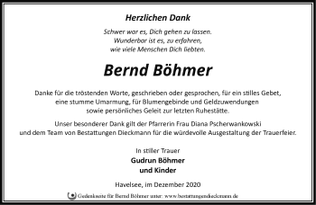 Traueranzeige von Bernd Böhmer von Märkische Oderzeitung