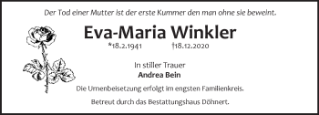 Traueranzeige von Eva-Maria Winkler von Märkische Oderzeitung