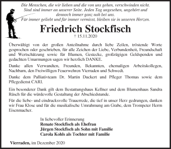 Traueranzeige von Friedrich Stockfisch von Märkische Oderzeitung