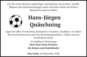 Traueranzeige von Hans-Jürgen Quäschning von Märkische Oderzeitung