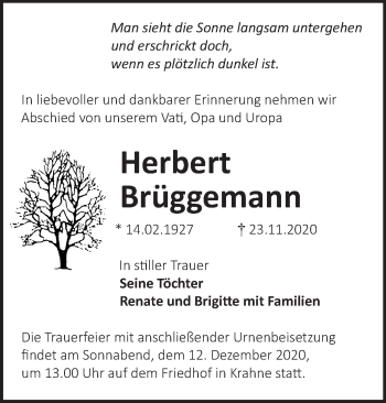 Traueranzeige von Herbert Brüggemann von Märkische Oderzeitung