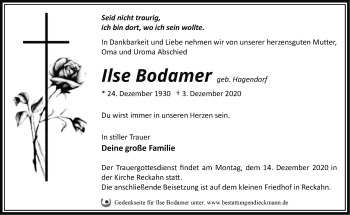 Traueranzeige von Ilse Bodamer von Märkische Oderzeitung